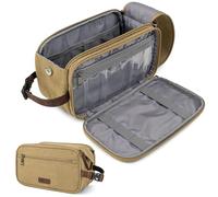 PAVILIA Neceser para hombre, kit de viaje de lona, bolsa de higiene resistente al agua, organizador de artículos de tocador, kit de afeitado, bolsa de accesorios de viaje, color caqui tostado