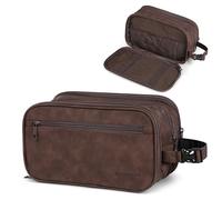 PAVILIA Neceser para hombres, bolsa de artículos de tocador de viaje, kit de dopp resistente al agua, organizador de bolsa de afeitar de cuero sintético para accesorios de tocador, cosméticos,