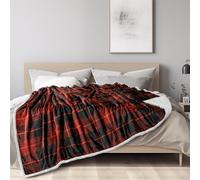 Pavilia Red Black Plaid Sherpa Maneta de lanzamiento para el sof Manta de franela de peluche suave y gemela Trojos para la cama sof clido acogedor