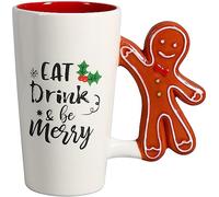 Pavilion Gift Company - Be Merry - Taza de café de 496.1 g con mango único en forma de pan de jengibre