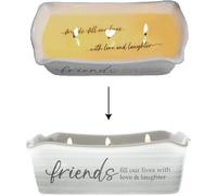 Pavilion Gift Company - Friends Fill Our Lives With Love & Rishy - 12 oz Wax revele un mensaje sorpresa secreto triple -wick jasmine vela calbue
