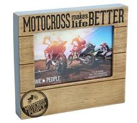 Pavilion Gift Company Motocross Makes Life Better Horizontal 6.75"""" x 7.45"""" MDF Self-Standing Picture Frame 4"""" x 6"""" Photo Holder Brown
