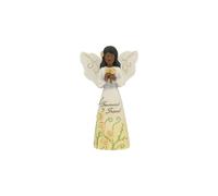 Pavilion - Treasured Friend - 5"""" Ebony African American Angel Figurine Floral Spring Home Decor Bestie BFF Best Friend Present