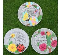 Pavimentos decorativos vibrantes for caminos de jardín al aire libre, bonitas piedras decorativas for patios y jardines, juego de 3