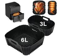 Pavlleen 2 Piezas Moldes de Silicona de 21cm para Freidora de Aire, 3L/6L, Accesorios Compatibles con Philips Airfryer Dual Basket Serie 3000 NA350/00, Inserto Recipiente de Silicona para Air Fryer