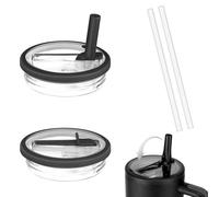 Pavlleen 2 tapas de repuesto para vasos de 40 oz, reutilizables, a prueba de fugas y a prueba de polvo, con pajitas, para accesorios Stanley Cup Tapa de repuesto (Negro)
