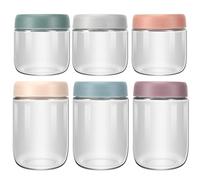Pavlleen 6 Piezas Tarros de Cristal Con Tapa,Vasos yogurtera | tarros de vidrio reutilizables,para yogur,gachas,Avena Durante La Noche,Ensalada,cereales,PreparacióN de Comidas