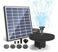 Pavlleen Fuente solar, con panel solar de 5 W, batería integrada de 1500 mAh, bomba de agua solar, bomba de fuente flotante, con 6 estilos de fuente, para exteriores, baños de pájaros, peceras, jardín