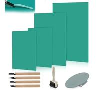 Pavlleen Plancha de Linóleo para Grabado 10 Piezas - Linóleo de Goma Blanda Verde A4 A5 2×A6, Superficie Lisa, Kit para Tallar Sellos de Goma, Hoja de Goma para Artesanía e Impresión