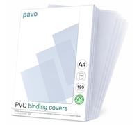Pavo - A4 Portadas para encuadernar de PVC transparente, 180 micras, pack de 100