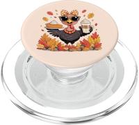 Pavo Arco Sosteniendo Pastel y Hielo Café Acción de Gracias Hoja de otoño PopSockets PopGrip para MagSafe