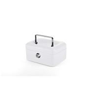 Pavo - Caja de dinero de metal de 15 x 12 x 8 cm pulgadas con 2 llaves y bandeja de cambio extraíble, color blanco