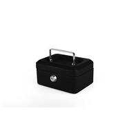 Pavo - Caja de dinero de metal de 15 x 12 x 8 cm pulgadas con 2 llaves y bandeja de cambio extraíble, color negro