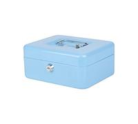 Pavo - Caja de dinero de metal de 20 x 16 x 9 cm pulgadas con 2 llaves y bandeja de cambio extraíble, color azul cielo