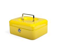 Pavo - Caja de dinero de metal de 20 x 16 x 9 cm pulgadas con 2 llaves y bandeja de cambio extraíble, color amarillo