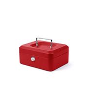 Pavo - Caja de dinero de metal de 20 x 16 x 9 cm pulgadas con 2 llaves y bandeja de cambio extraíble, color rojo