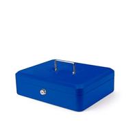 Pavo - Caja de dinero de metal de 30 x 24 x 9 cm pulgadas con 2 llaves y bandeja de cambio extraíble, color azul