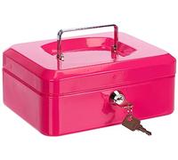 Pavo - Caja de dinero de metal de 9x16x20cm pulgadas con 2 llaves y bandeja de cambio extraíble, color rosa