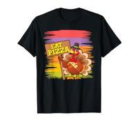 Pavo Comer Pizza Acción de Gracias Divertida Cena Italiana Peregrina Camiseta