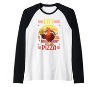 Pavo Comer Pizza Acción de Gracias Divertida Cena Italiana Peregrina Camiseta Manga Raglan