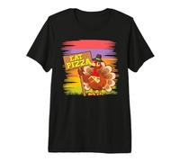 Pavo Comer Pizza Acción de Gracias Divertida Cena Italiana Peregrina Camiseta Premium