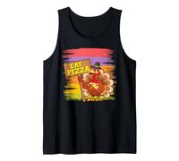 Pavo Comer Pizza Acción de Gracias Divertida Cena Italiana Peregrina Camiseta sin Mangas