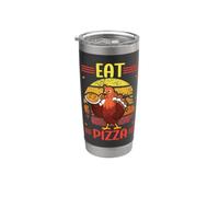 Pavo Comer Pizza Acción de Gracias Divertida Cena Italiana Peregrina Vaso térmico de acero inoxidable de doble pared
