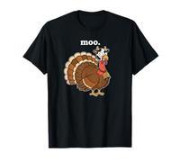 Pavo de Acción de Gracias con una máscara de Vaca para esconderse - Camiseta
