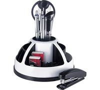 Pavo Desk Organizor - Juego de escritorio de 9 piezas, incluye organizador giratorio, color blanco y negro