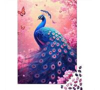 Pavo Flores Rosas Puzzle de 1000 Piezas Puzzle para Adultos Mariposa Relajante Decoración Hogar Regalo 70x50cm/1000pcs