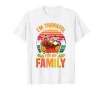Pavo peregrino Im Thankful For My Family Cute Thanksgiving Camiseta gráfica económica, Hombre, Blanco, L