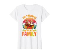 Pavo peregrino Im Thankful For My Family Cute Thanksgiving Camiseta gráfica económica, Mujer, Blanco, L