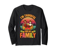 Pavo peregrino Im Thankful For My Family Cute Thanksgiving Manga Larga