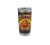 Pavo peregrino Im Thankful For My Family Cute Thanksgiving Vaso térmico de acero inoxidable de doble pared