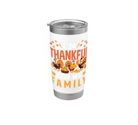 Pavo peregrino Im Thankful For My Family Cute Thanksgiving Vaso térmico de acero inoxidable de doble pared