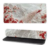 Pavo Real Alfombrilla Escritorio XXL 600 x 300 x 3mm Alfombrilla Raton Blanco Gaming Mouse Pad Bordes Cosidos Base de Goma Antideslizante, Mejora la Precisión y la Velocidad, Decoracion de Mesaks-337
