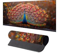 Pavo Real Alfombrilla Ratón 800 x 300 x 3mm Alfombrilla EscritorioAzul Mouse Pad con Bordes Cosidos Impermeable Base de Goma Antideslizante Tapete Rato Escritorio para Accesorios Oficina, Regalo Z-0