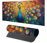 Pavo Real Alfombrilla Ratón 800x400mm Alfombrilla EscritorioAmarillo Mouse Pad con Bordes Cosidos Impermeable Base de Goma Antideslizante Tapete Rato Escritorio para Accesorios de Oficina, Regalo Y-0