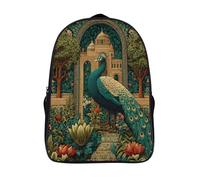 Pavo real, Arches And Plants Mochila Infantil Bolsa De Escolar Niña Niño Bolsas Mochilas Para Colegio Viaje Cámping 39x29x16cm
