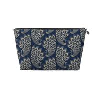 Pavo Real Art Déco Dorado Azul, Bolsa de artículos de tocador Bolsa de Maquillaje Bolsa de cosméticos Bolsa de artículos de tocador de Viaje portátil