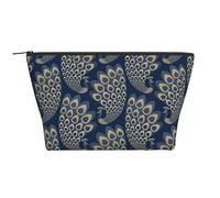 Pavo Real Art Déco Dorado Azul, Bolsa de artículos de tocador Bolsa de Maquillaje Bolsa de cosméticos Bolsa de artículos de tocador de Viaje portátil