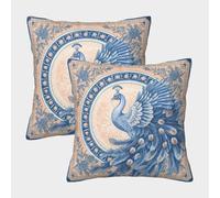 Pavo Real Art Fundas De Almohada Diseño Decorativo Vintage Cojín Decorativo para Sofá Decoración Coche 50x50cm 2 Paquetes