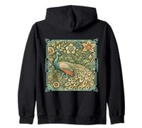 Pavo real Art Nouveau en un jardín de flores vintage Sudadera con Capucha