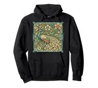 Pavo real Art Nouveau en un jardín de flores vintage Sudadera con Capucha