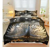 Pavo Real Blanco Funda NóRdica 150x200cm, Animales Juego de Cama de 3 Piezas con 2 Fundas de Almohada 50x75 cm, Funda de Edredón de Microfibra con Cremallera y 4 Lazos en Las Esquinas
