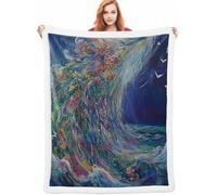 Pavo real Cobijas de Invierno, Pájaro Manta Sofa Invierno 150x200cm, Mantas para Cama Suave Acogedora Cálida y Esponjosa Reversible, Sensación de Cachemira Cálida y Acogedora para Cama y Sillón A-3075