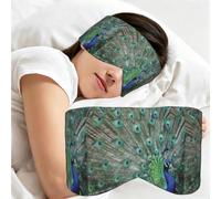 Pavo real desplegando sus plumas con las alas abiertas., Antifaz para dormir, ideal para el hogar, viajes y trabajo por turnos. Cubre completamente los ojos y bloquea la luz.