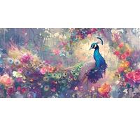 Pavo real Diamond Painting Adultos, Color 5D DIY Punto de Cruz Art, Niños Pintura de Diamante Kit, Cristal Painting Art Artesanías, para Regalos de Decoración de Paredes Del Hogar 80x160cm z-391