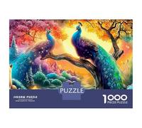 Pavo Real en el Bosque de la Fantasía Puzzle Adultos 1000 Piezas Pareja de Pavos Reales Cartón Premium Decoración Pared para Decorar Oferta 52x38cm/1000pcs