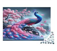 Pavo Real en Flor de Cerezo Puzzle 1000 Piezas Papel Reciclado para Adultos Puzzle para Adultos Juego Familiar Divertido Regalo y Actividad Divertida para casa Excelente Idea de Regalo